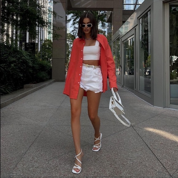 ZARA Strappy White Square Toe Heel Sandals Size 39 (US 8) - Picture 3 of 16